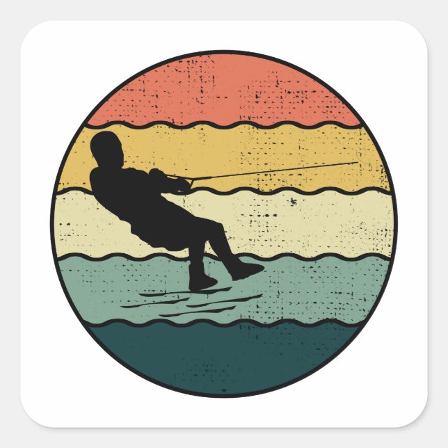 Barefoot Barefooting skiing Water sport Motorboat  Square Sticker (Front)