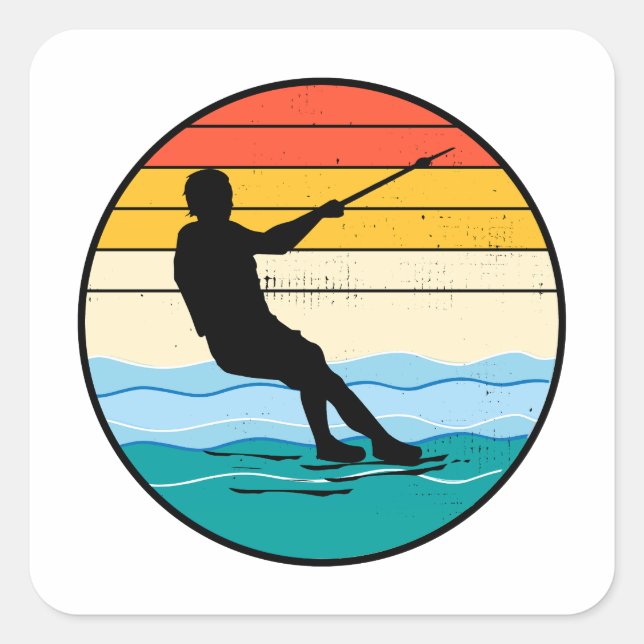 Barefoot Barefooting skiing Water sport Motorboat  Square Sticker (Front)