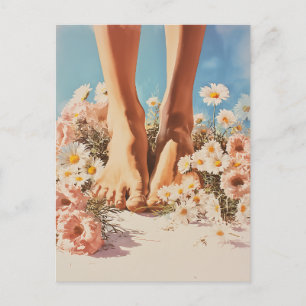Barefoot Blooms Summer Art Postcard