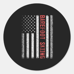 Barefoot Skiing American Flag 4th Of July Classic Round Sticker