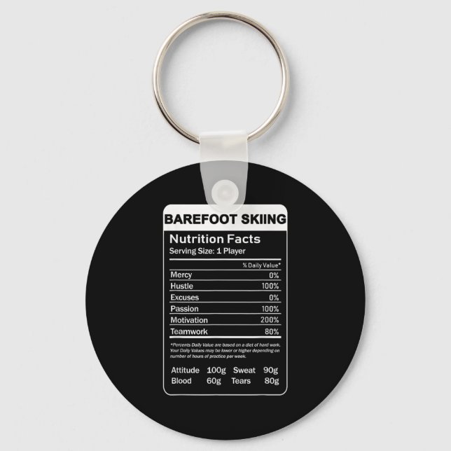 Barefoot Skiing Nutrition Facts  Key Ring (Front)