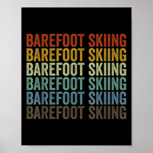 Barefoot Skiing Sports Retro Poster
