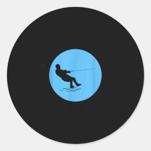 Barefoot water skiing motorboat sport aquatic classic round sticker