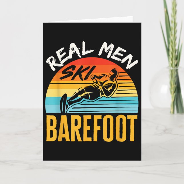 Barefoot Water Skiing Skier Funny Real Men Ski Bar Card (Front)