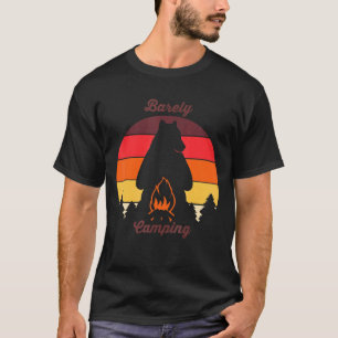 Barely Camping Sunset Bear Campfire Social Distanc T-Shirt