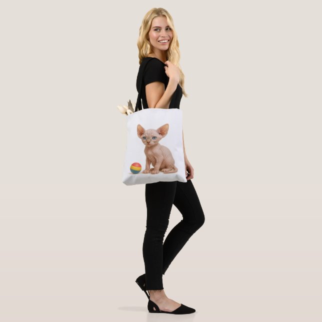 Barely Contained – Sphynx Kitten Tote Bag (On Model)
