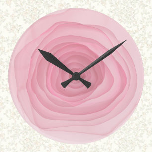 Barely Pink Acid Paint Rose in Subtle Pink Round Clock