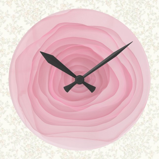 Barely Pink Acid Paint Rose in Subtle Pink  Round Clock (Creator Uploaded)