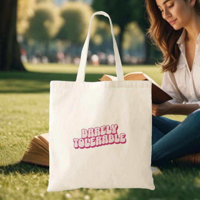 "Barely tolerable" pink Jane Austen inspired Book  Tote Bag (Creator Uploaded)