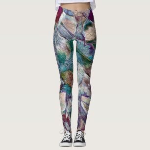 Barely visible flower drawing in very porous style leggings
