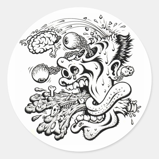 BARF BRAIN CLASSIC ROUND STICKER (Front)