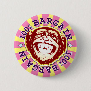 Bargain 100% Funny Funky Monkey Badge