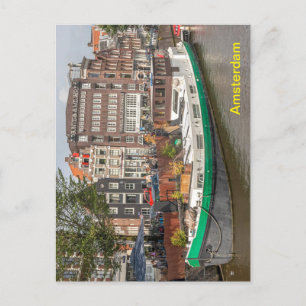 Barge moored on the Prinsengracht, Amsterdam Postcard