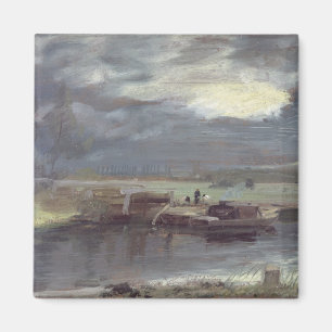 Barges on the Stour with Dedham Church in the Dist Magnet
