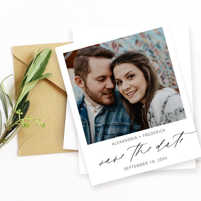 Bargin Instant Photo White Chic Save the Date (Creator Uploaded)