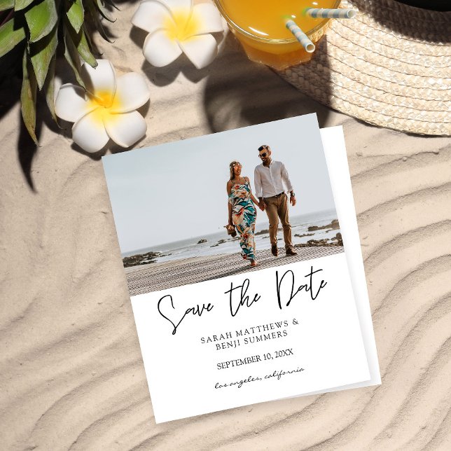 Bargin Photo & Typography Save the Date White H (Creator Uploaded)