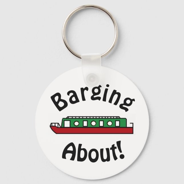 Barging About Canal Boat Key Ring (Front)