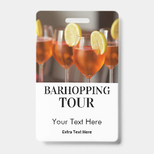 Barhopping City Bars Tour Photo & Logo ID Badge