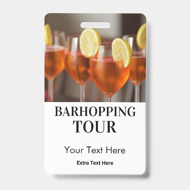 Barhopping City Bars Tour Photo & Logo ID Badge (Front)