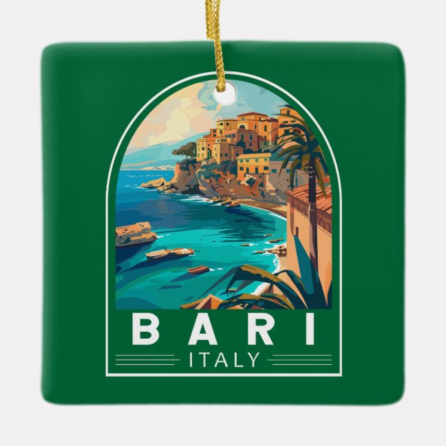 Bari Italy Travel Art Vintage Ceramic Ornament (Front)