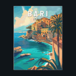 Bari Italy Travel Art Vintage Postcard<br><div class="desc">Bari retro vector travel design. Bari is a port city on the Adriatic Sea,  and the capital of southern Italy’s Puglia region.</div>