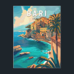 Bari Italy Travel Art Vintage Postcard<br><div class="desc">Bari retro vector travel design. Bari is a port city on the Adriatic Sea,  and the capital of southern Italy’s Puglia region.</div>