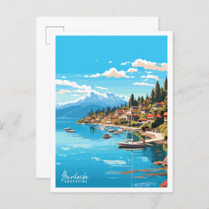 Bariloche Argentina vintage travel illustration Postcard
