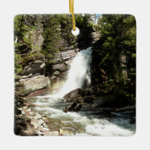 Baring Falls at Glacier National Park Ceramic Tree Decoration