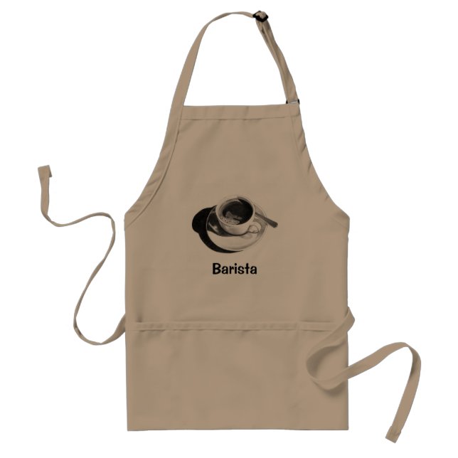BARISTA APRON: PENCIL DRAWING, COFFEE CUP STANDARD APRON (Front)