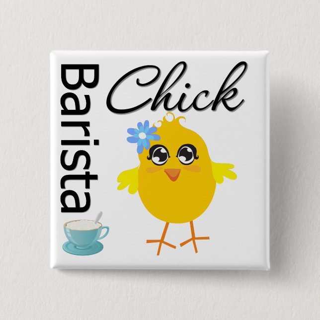 Barista Chick 15 Cm Square Badge (Front)
