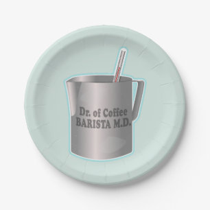 Barista coffee making funny doctor Paper Plate