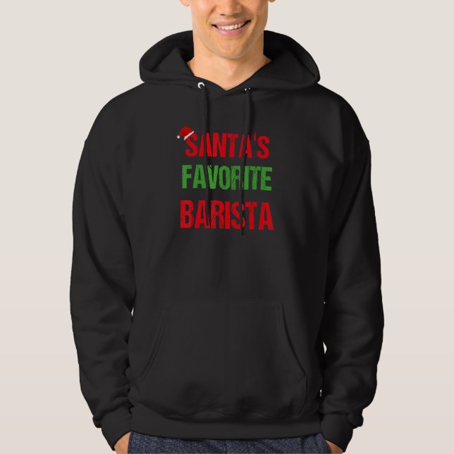 Barista Funny Pajama Christmas Hoodie (Front)