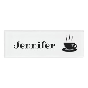 Barista name tag with coffee shop log
