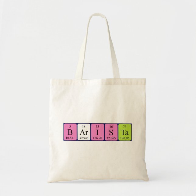 Barista periodic table name tote bag (Front)