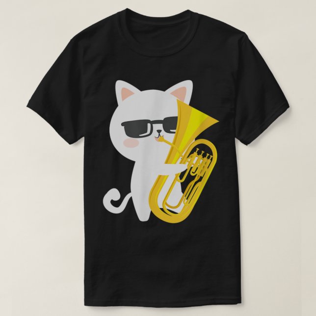 Baritone Cat Cute Baritone Euphonium Player Cat Ow T-Shirt (Design Front)