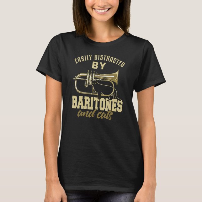 Baritone Funny Cat Lover Marching Band Baritonist T-Shirt (Front)