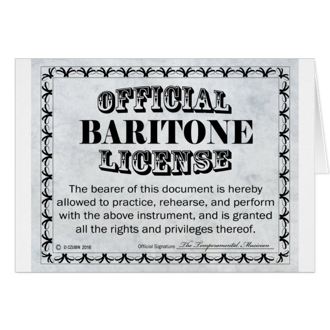 Baritone License (Front Horizontal)