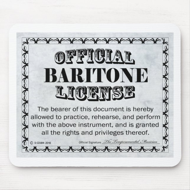 Baritone License Mouse Pad (Front)