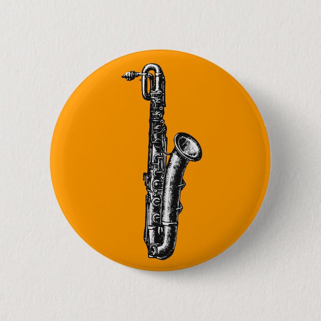 Baritone Saxophone 6 Cm Round Badge (Front)