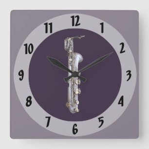 Baritone Saxophone Square Wall Clock