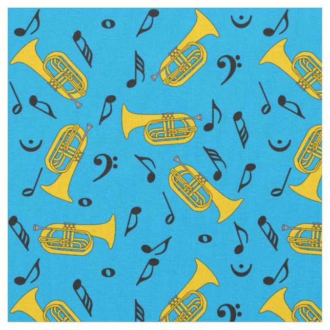 Baritones Bass Clef Music Notes Fabric (Close Up)