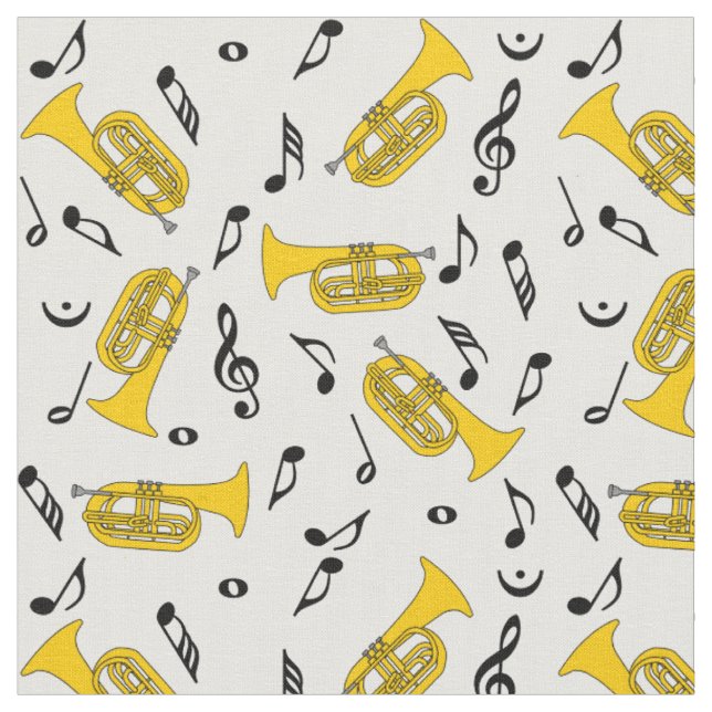 Baritones Music Notes  Fabric (Close Up)