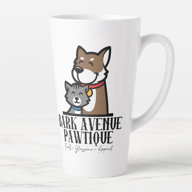 BARK AVENUE PAWTIQUE - logo 3 Latte Mug (Right)