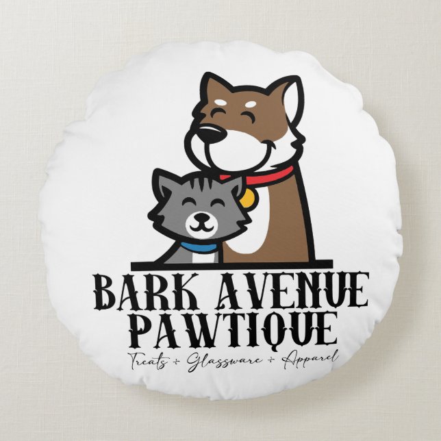 Bark Avenue Pawtique Round Cushion (Front)