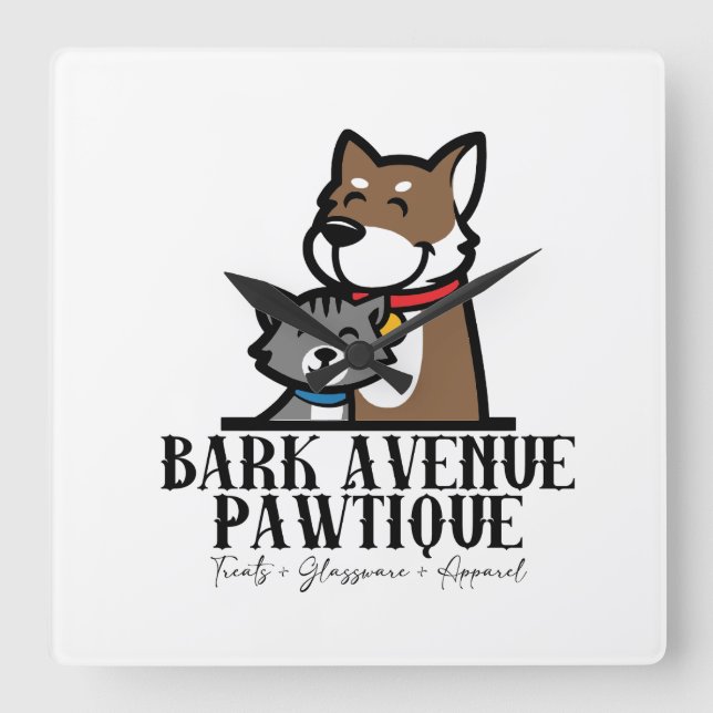 Bark Avenue Pawtique Square Wall Clock (Front)