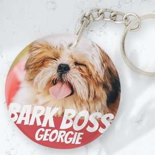 Bark Boss Pet Dog Photo Modern Cool Simple Key Ring