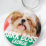 Bark Boss Pet Dog Photo Modern Cool Simple Key Ring<br><div class="desc">Design is simple with a simple colour background and sans serif typography for a superhero look.</div>
