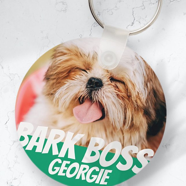 Bark Boss Pet Dog Photo Modern Cool Simple Key Ring (Creator Uploaded)