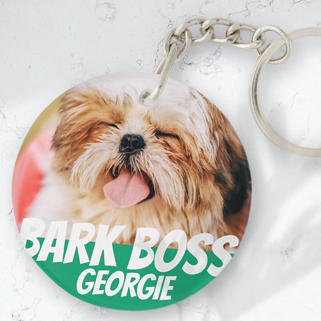 Bark Boss Pet Dog Photo Modern Cool Simple Key Ring (Creator Uploaded)