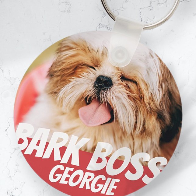 Bark Boss Pet Dog Photo Modern Cool Simple Key Ring (Creator Uploaded)